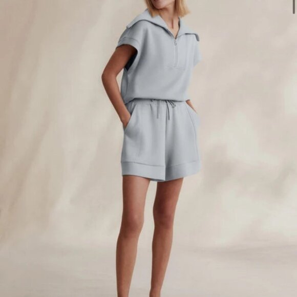 Varley Dexter Half Zip Sweater size Large pearl blue (light blue) - Picture 2 of 10